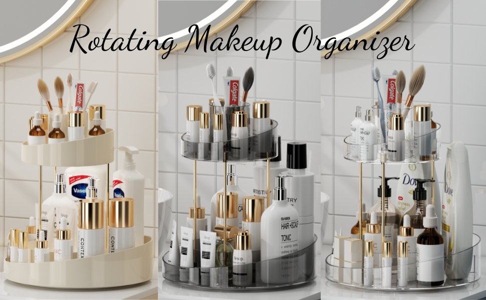 Rotating Makeup Organizer-2 Tiers Rotating Makeup organizer