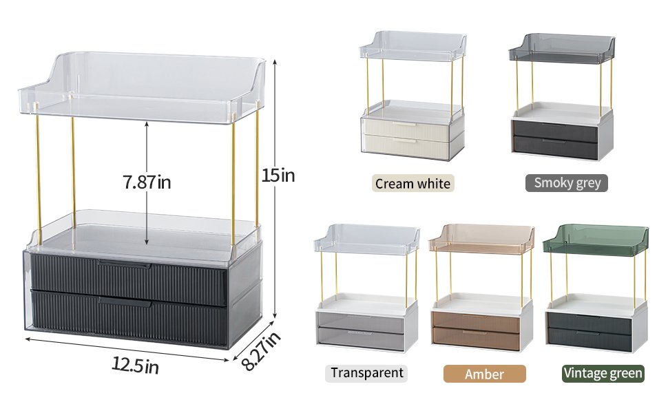 size-countertop-storage organizer-with-two-drawers